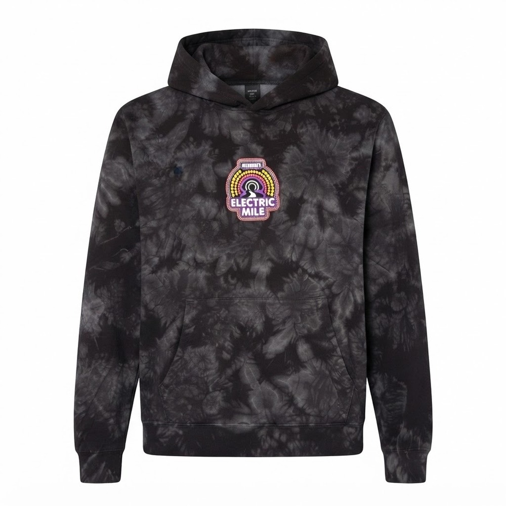 Insomniac Electric Mile Tie Dye Hoodie Black Gray Mens XL EDM Rave Festival - IW